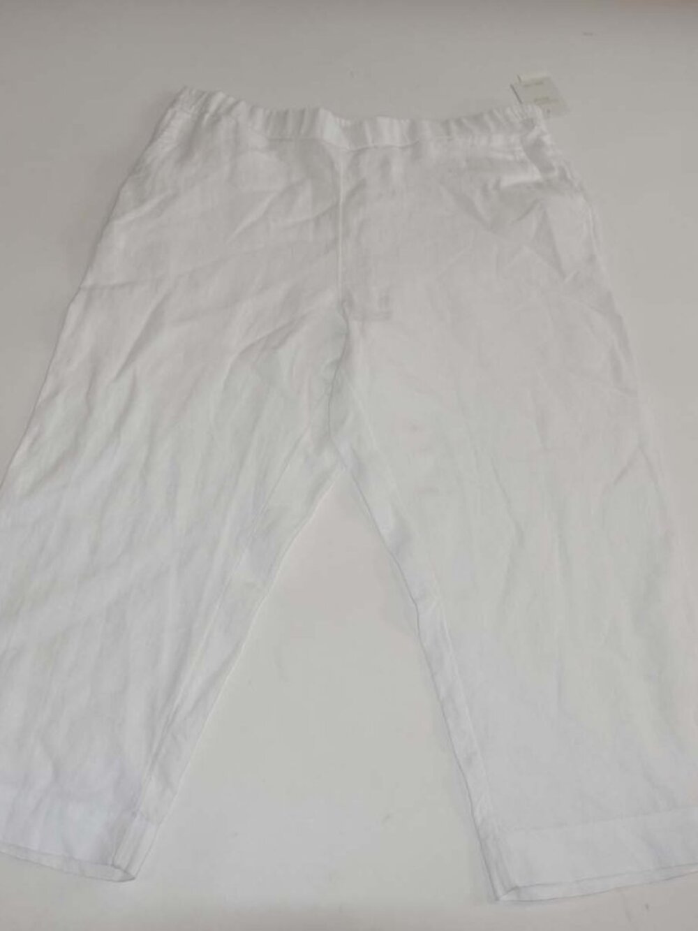 Charter Club Women's Pull On Cropped Pants Size Petite XL NWT White 100% Linen